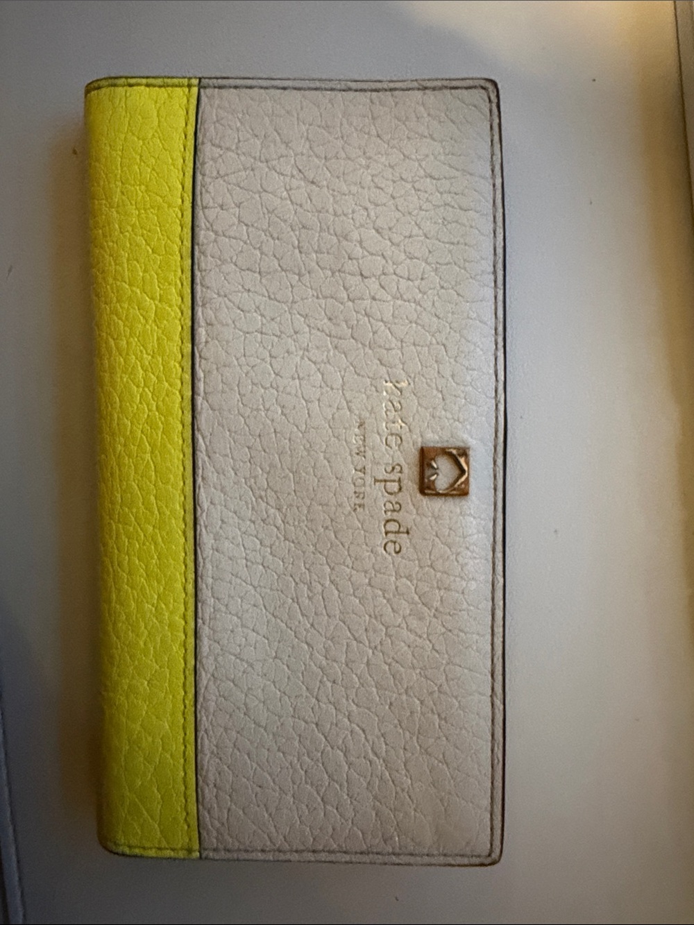 kate spade Yellow and Ivory Leather Colorblock Wallet